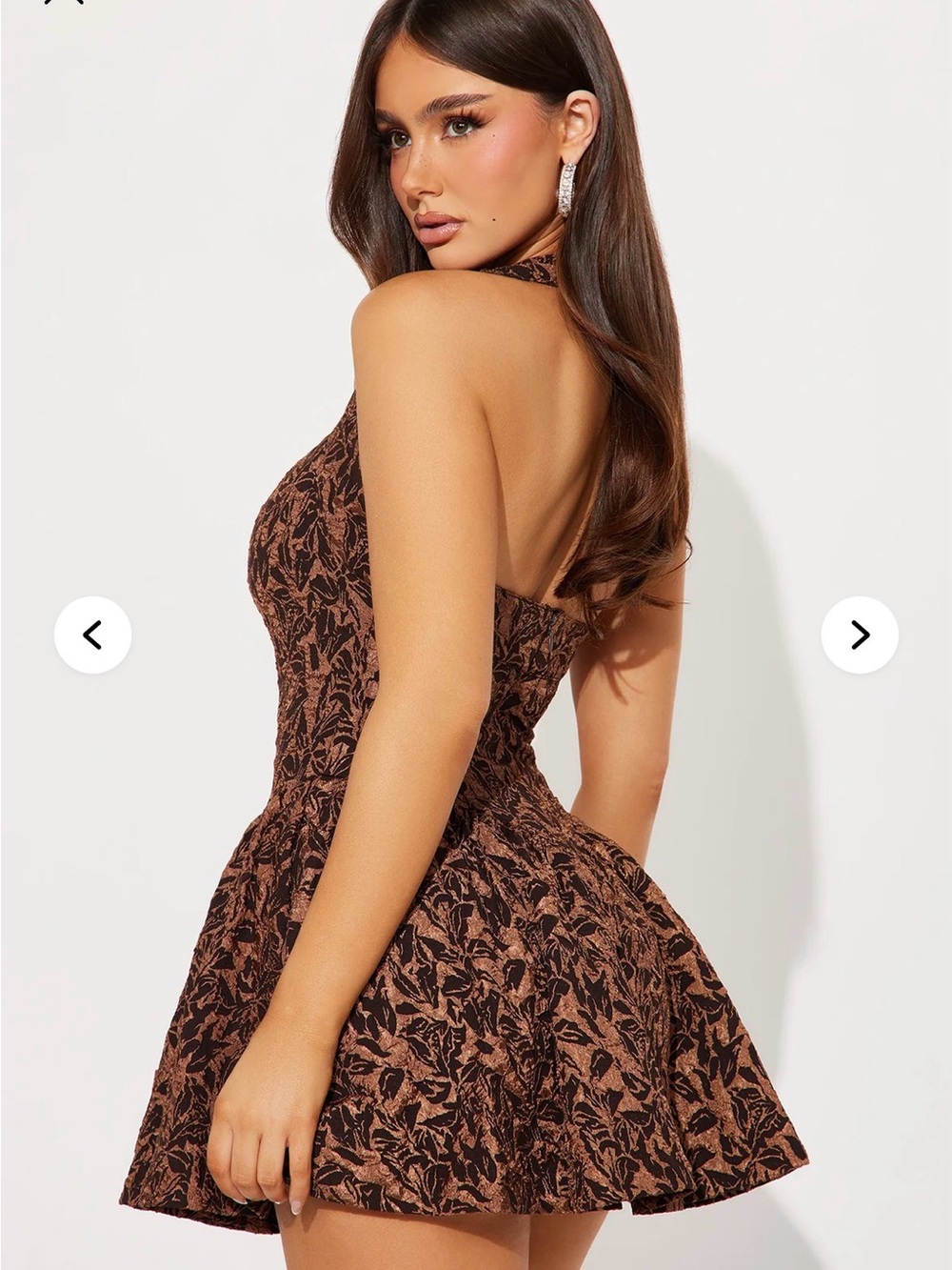 Fashion Nova Noma halter textured Mini Dress- chocolate - Picture 3 of 3